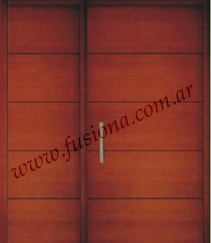 M012 puerta y media de madera con franjas horizontales