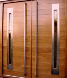 M027-1 puerta doble de entrada de madera con acero 