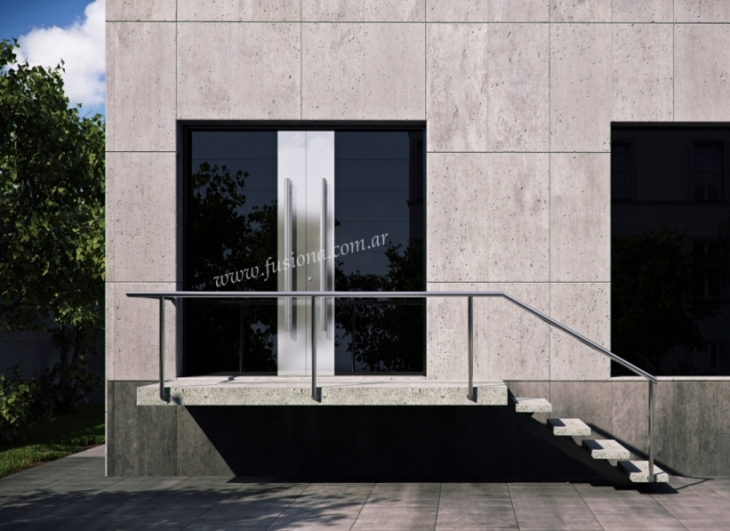 M115 puerta doble de vidrio con acero inoxidable vertical